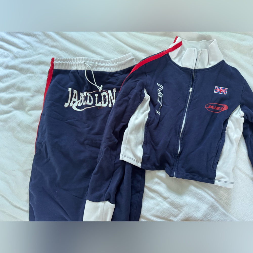 JADED LDN Navy and White Tracksuit with Red Accents